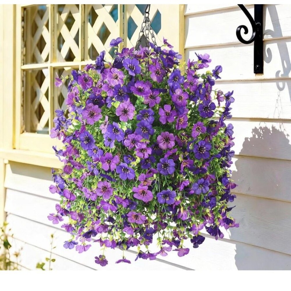 Artificial Flowers Hanging Baskets, 4 Bundles Outdoor Hanging Basket NEW!!